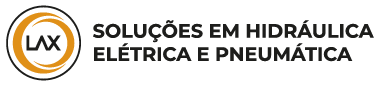 Logo colorida da Lax Soluções em Hidráulica, Elétrica e Pneumática